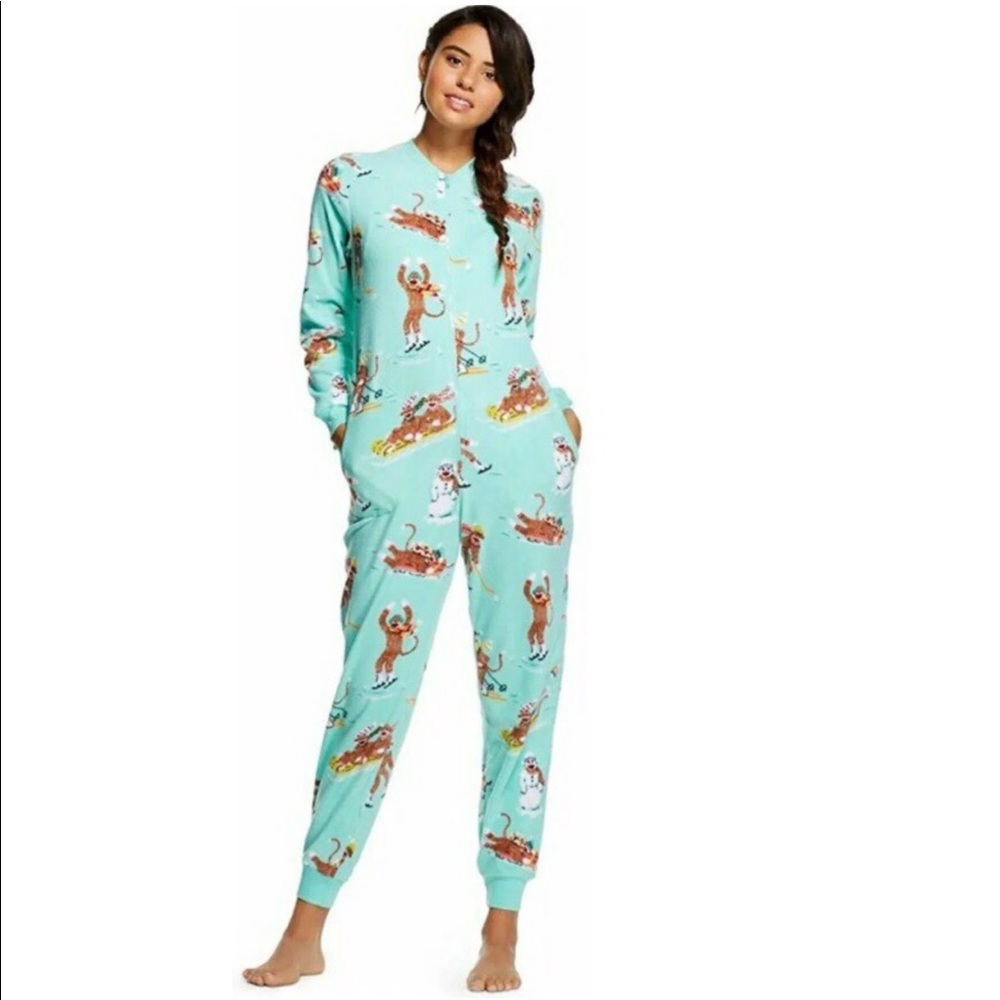 Winter monkey footie pajamas